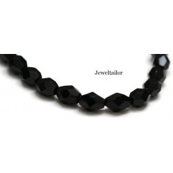 NEW! 50 Preciosa Black Firepolished Oval Glass Beads 8x6mm ~ For Stylish Jewellery Making